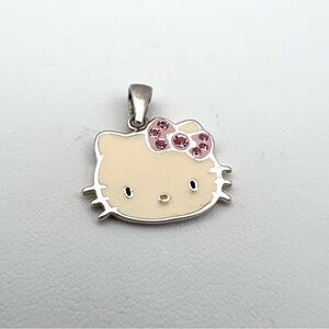 Sanrio Hello Kitty Enamel 925 Charm Pendant with Pink Bow